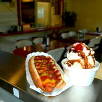 <p>The perfect combo: ice cream and a hot dog at The Bethel Hot Dog Palace.</p>
