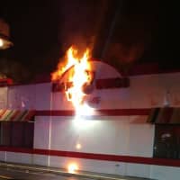 <p>A roof fire at Planet Wings in Poughkeepsie.</p>