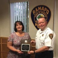 <p>Suzanne Burr and Chief Brad Weidel</p>