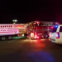 <p>Emergency responders at the scene at United Hospital on Boston Post Road on Tuesday night.</p>