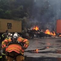 <p>Firefighters had to deal with extreme heat and humidity while battling the blaze.</p>