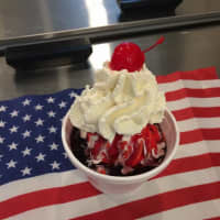 <p>Ice Cream Studio 105  in Carmel shows off its red, white and blue pride on July 4.</p>