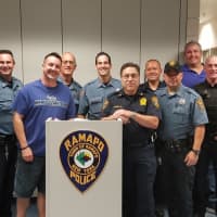 <p>Members of the Ramapo Police Department gather to say goodbye to Sgt. Vincent Eichner who retired after 30 years of service.</p>