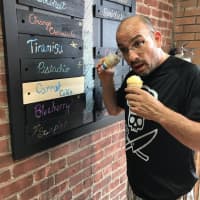 <p>Mike Elias &quot;calls&quot; all carrot and blueberry lovers at Ice Cream by Mike in Hackensack.</p>