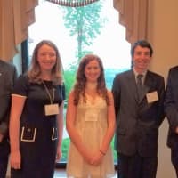 <p>Chris Graziano (center), vice president of SUEZ operations in New York, with Emma McCormack (Hastings on Hudson), Samantha Oates (Pearl River), Marc Wolf (Suffern) and Michael Calano (New Rochelle. (Not pictured Jilliian Busetto of Pomona.)</p>