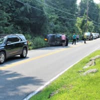 <p>First responders at the scene of a rollover crash in Putnam County</p>