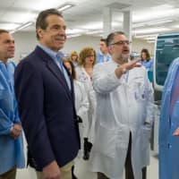 <p>New York Gov. Andrew Cuomo touring a Northwell labs facility.</p>