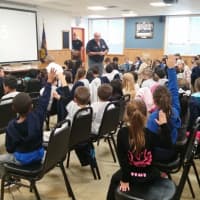 <p>Students from Columbus Elementary School stopped by the Lyndhurst Fire House to learn about fire prevention.</p>