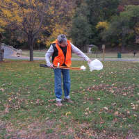 <p>Event organizer Margot Moss volunteers hours ahead of a group meeting at Ross Dock in Fort Lee as part of her Palisades Meet-Up Clean-Up group.</p>