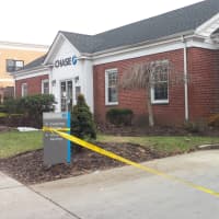 <p>The crime scene at Chase Bank in Mount Pleasant following Friday&#x27;s bank robbery.</p>