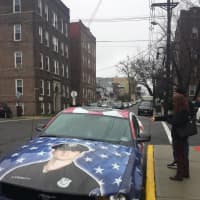 <p>Churchgoers view Stephen Petruzzello&#x27;s car, which his father customized after his death. </p>