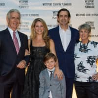 <p>Honoree Kelli O’Hara (2nd from left) with her family: father-in-law James Naughton, son Owen, husband Greg Naughton, and mother Laura O’Hara.</p>