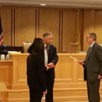 <p>Steve Sbarra is sworn in as council vice president at the annual reorganization meeting.</p>