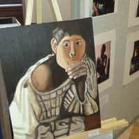 <p>A self-portrait on display Monday at Port Chester High School, part of a senior&#x27;s IB Visual Arts portfolio.</p>