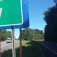 <p>Unless you are looking for them, many of the new tarped exit signs along the Taconic State Parkway are easily missed. This one is next to the exit ramp at Pleasantville Road in Mount Pleasant.</p>