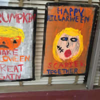 <p>Kids made a political statement with their paintings.</p>