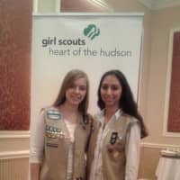 <p>Kiersten Hughes (L) and Amy Rios of Somers earned their Gold Awards - the Girl Scouts&#x27; highest honor.</p>