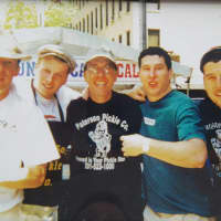 <p>Josh Nadel, second from left, with his father Howard, center, and brothers Eric, Marc and Stephen.</p>