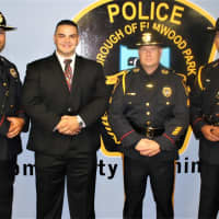 <p>Dimovski and members of the Elmwood Park Police Honor Guard.</p>