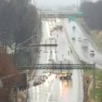 <p>The scene of the jackknifed tractor-trailer on Route 30 in Lancaster County.&nbsp;</p>