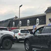 <p>Crews on the scene of the fire at Village Square Fire.</p>