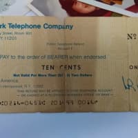 <p>A 10 cent check from the phone company.</p>
