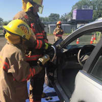 <p>Practicing vehicle extrication.</p>