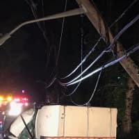 <p>A drunk driver received minor injuries after slamming into a power pole.</p>