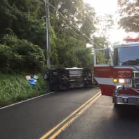 <p>The Danbury Fire Department had to free the driver from this rollover crash Thursday morning on Ball Pond Road.</p>