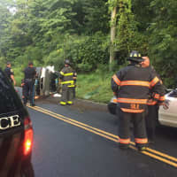 <p>The Danbury Fire Department had to free the driver from this rollover crash Thursday morning on Ball Pond Road.</p>