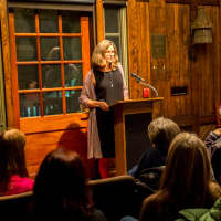 <p>Poet Sarah White. Robin Hirsch and Sarah White, as well as six community poets, read their work at the 10th annual Writers on War &amp; Peace Reading at the Hudson Valley Writers&#x27; Center, 300 Riverside Drive, Sleepy Hollow.</p>