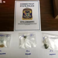 <p>Drugs that police said were seized from a car that was stolen from Ridgefield and later led police on a chase in Waterbury</p>