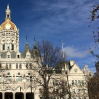 <p>The French flag is flying above the State Capitol in Hartford on Saturday as a sign of solidarity with France after the deadly terror attacks on Friday.</p>