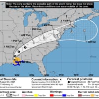 <p>The latest timing and projected path for Hurricane Ida, released Monday morning, Aug. 30 by the National Hurricane Center.</p>