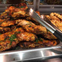 <p>There are several different types of chicken offered at the hot and cold food bars.</p>