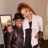 <p>Stamford business owner Jimmy Locust meets backstage with his friend colleague pop singer Janet Jackson at her concert in Atlanta last weekend.</p>
