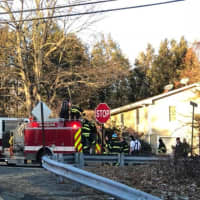 <p>Long Hill Volunteer Fire Co. #1 responds to the fire on Wednesday.</p>