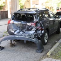 <p>The RAV 4 sustained significant rear damage.</p>