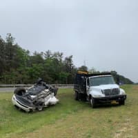 <p>Two were hospitalized after being involved in a rollover crash on Country Road 51 in Southampton.</p>