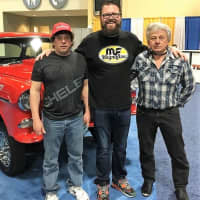 <p>Rutledge Wood, co-host of “Top Gear” on The History Channel, with Chuck Wanamaker III, left, and Chuck Wanamaker Jr. at the Keystone Big Show East. They&#x27;re standing in front of the Wanamakers&#x27; &#x27;55 Chevy.</p>