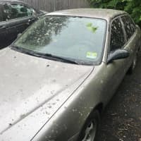 <p>Six parked cars were damaged when concrete came raining from the skies.</p>