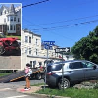 <p>The SUV driver was hospitalized; the Mini Cooper driver was fine after the Thursday afternoon crash in Teaneck.</p>