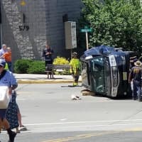 <p>The SUV pulled into the intersection and was struck by a Ford Fusion, police said.</p>