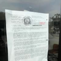 <p>An eviction notice dated May 8 from Bergen County was posted on the door Wednesday morning.</p>