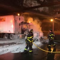 <p>Firefighters doused the flames.</p>