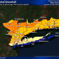 Projected Snowfall Totals Increase For Fairfield County: New Storm Forecast Map