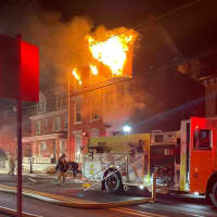 <p>Flames shooting out of 64 West Middle Street in Gettysburg.</p>
