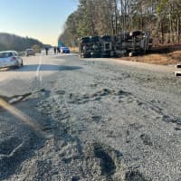 Overturned Dump Truck Shuts Route 18
