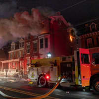 <p>United Hook &amp; Ladder Company #33 at the scene of the fire in Gettysburg.&nbsp;</p>