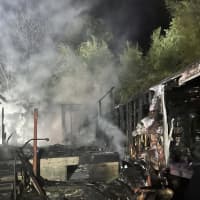 <p>A house and a mobile home that were destroyed by a fire in Egg Harbor Township, NJ.</p>